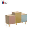 Meuble de rangement GRAND EX AEQUO - Chêne Clair - Abricot - Curry - Curacao - 127,4x74,5cm