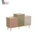 Meuble de rangement GRAND EX AEQUO - Chêne Clair - Abricot - Olive - Cachemire - 127,4x74,5cm