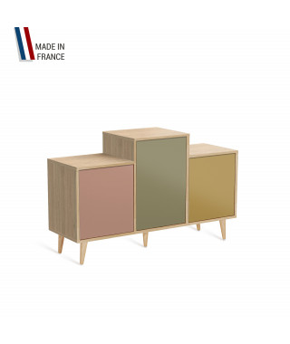 Meuble de rangement GRAND EX AEQUO - Chêne Clair - Abricot - Olive - Curry - 127,4x74,5cm