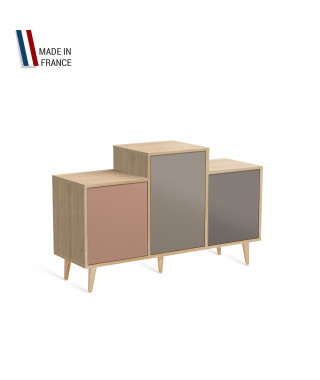 Meuble de rangement GRAND EX AEQUO - Chêne Clair - Abricot - Sienne - Cubanite - 127,4x74,5cm