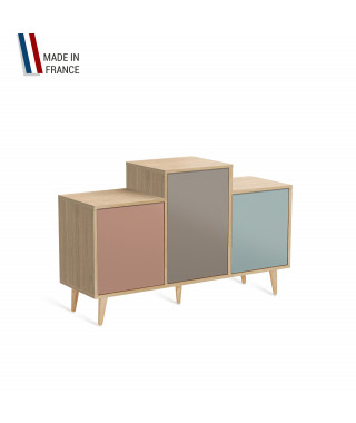 Meuble de rangement GRAND EX AEQUO - Chêne Clair - Abricot - Sienne - Curacao - 127,4x74,5cm