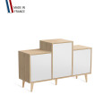 Meuble de rangement GRAND EX AEQUO - Chêne Clair - Blanc - 127,4x74,5cm