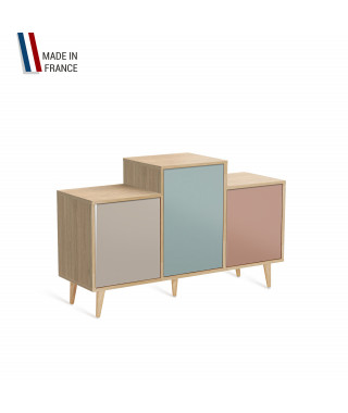 Meuble de rangement GRAND EX AEQUO - Chêne Clair - Cachemire - Curacao - Abricot - 127,4x74,5cm