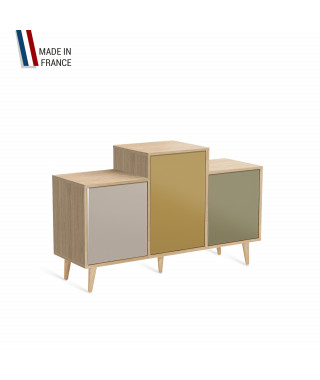 Meuble de rangement GRAND EX AEQUO - Chêne Clair - Cachemire - Curry - Olive - 127,4x74,5cm