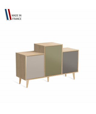 Meuble de rangement GRAND EX AEQUO - Chêne Clair - Cachemire - Olive - Cubanite - 127,4x74,5cm