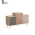 Meuble de rangement GRAND EX AEQUO - Chêne Clair - Cubanite - Abricot - Cachemire - 127,4x74,5cm