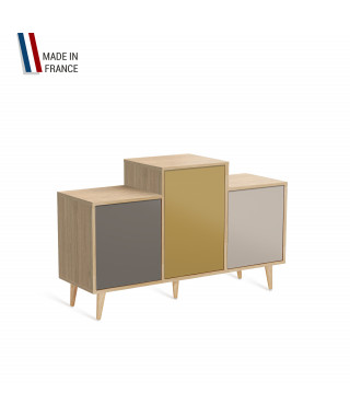 Meuble de rangement GRAND EX AEQUO - Chêne Clair - Cubanite - Curry - Cachemire - 127,4x74,5cm