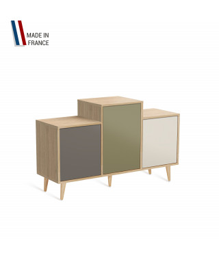 Meuble de rangement GRAND EX AEQUO - Chêne Clair - Cubanite - Olive - Porcelaine - 127,4x74,5cm