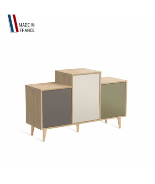 Meuble de rangement GRAND EX AEQUO - Chêne Clair - Cubanite - Porcelaine - Olive - 127,4x74,5cm