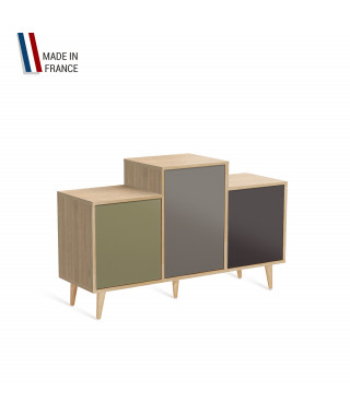 Meuble de rangement GRAND EX AEQUO - Chêne Clair - Olive - Cubanite - Graphite - 127,4x74,5cm