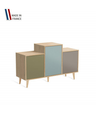 Meuble de rangement GRAND EX AEQUO - Chêne Clair - Olive - Curacao - Sienne - 127,4x74,5cm