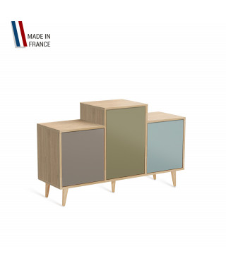 Meuble de rangement GRAND EX AEQUO - Chêne Clair - Sienne - Olive - Curacao - 127,4x74,5cm