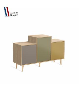 Meuble de rangement GRAND EX AEQUO - Chêne Clair - Sienne - Olive - Curry - 127,4x74,5cm