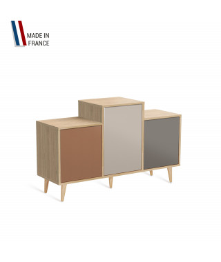 Meuble de rangement GRAND EX AEQUO - Chêne Clair - Terracotta - Cachemire - Cubanite - 127,4x74,5cm