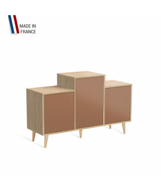 Meuble de rangement GRAND EX AEQUO - Chêne Clair - Terracotta - 127,4x74,5cm