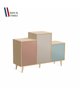 Meuble de rangement GRAND PODIUM - Chêne Clair - Abricot - Cachemire - Curaçao - 127,4x88,5cm