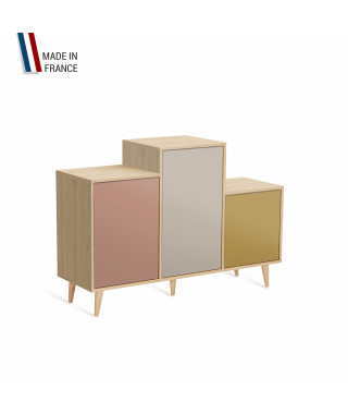 Meuble de rangement GRAND PODIUM - Chêne Clair - Abricot - Cachemire - Curry - 127,4x88,5cm