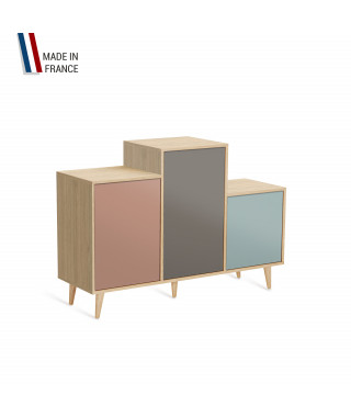 Meuble de rangement GRAND PODIUM - Chêne Clair - Abricot - Cubanite - Curacao - 127,4x88,5cm