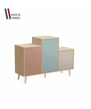 Meuble de rangement GRAND PODIUM - Chêne Clair - Abricot - Curacao - Cachemire - 127,4x88,5cm