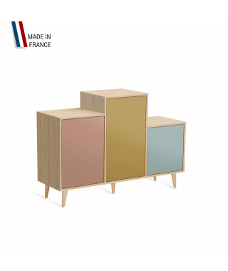 Meuble de rangement GRAND PODIUM - Chêne Clair - Abricot - Curry - Curacao - 127,4x88,5cm