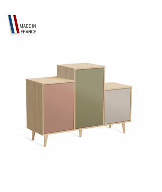 Meuble de rangement GRAND PODIUM - Chêne Clair - Abricot - Olive - Cachemire - 127,4x88,5cm