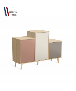 Meuble de rangement GRAND PODIUM - Chêne Clair - Abricot - Porcelaine - Sienne - 127,4x88,5cm