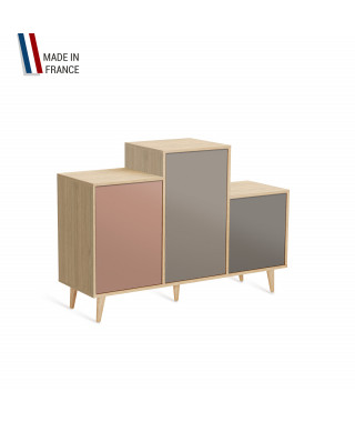 Meuble de rangement GRAND PODIUM - Chêne Clair - Abricot - Sienne - Cubanite - 127,4x88,5cm