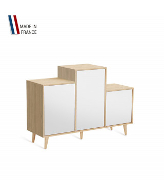 Meuble de rangement GRAND PODIUM - Chêne Clair - Blanc - 127,4x88,5cm