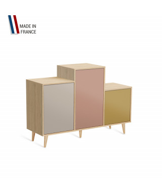 Meuble de rangement GRAND PODIUM - Chêne Clair - Cachemire - Abricot - Curry - 127,4x88,5cm