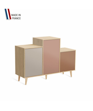 Meuble de rangement GRAND PODIUM - Chêne Clair - Cachemire - Abricot - Terracotta - 127,4x88,5cm