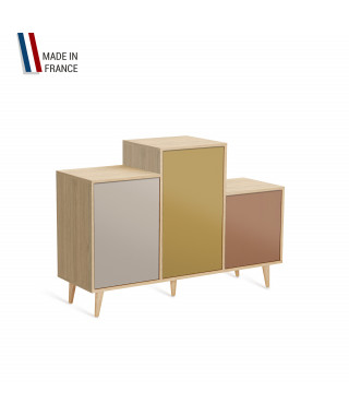 Meuble de rangement GRAND PODIUM - Chêne Clair - Cachemire - Curry - Terracotta - 127,4x88,5cm