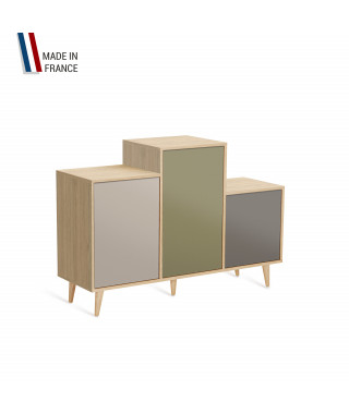 Meuble de rangement GRAND PODIUM - Chêne Clair - Cachemire - Olive - Cubanite - 127,4x88,5cm