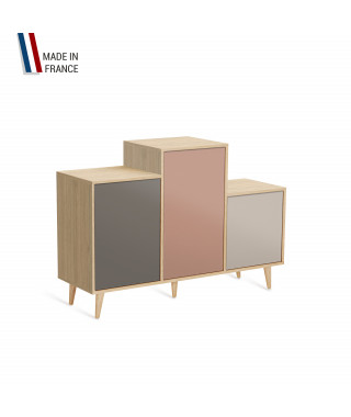 Meuble de rangement GRAND PODIUM - Chêne Clair - Cubanite - Abricot - Cachemire - 127,4x88,5cm