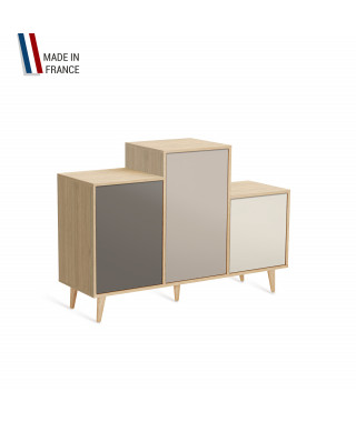 Meuble de rangement GRAND PODIUM - Chêne Clair - Cubanite - Cachemire - Porcelaine - 127,4x88,5cm