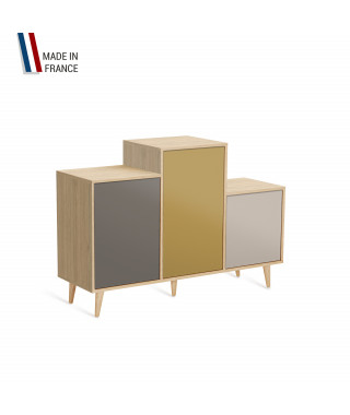 Meuble de rangement GRAND PODIUM - Chêne Clair - Cubanite - Curry - Cachemire - 127,4x88,5cm