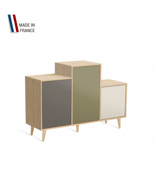 Meuble de rangement GRAND PODIUM - Chêne Clair - Cubanite - Olive - Porcelaine - 127,4x88,5cm