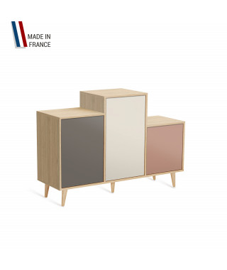 Meuble de rangement GRAND PODIUM - Chêne Clair - Cubanite - Porcelaine - Abricot - 127,4x88,5cm