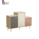 Meuble de rangement GRAND PODIUM - Chêne Clair - Cubanite - Porcelaine - Abricot - 127,4x88,5cm