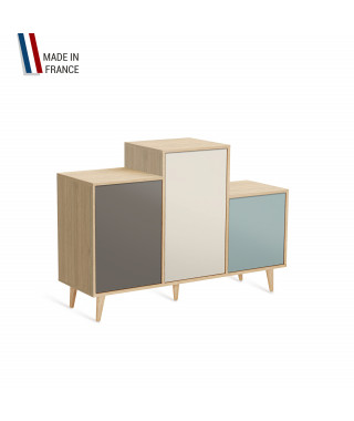 Meuble de rangement GRAND PODIUM - Chêne Clair - Cubanite - Porcelaine - Curacao - 127,4x88,5cm