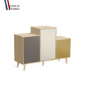 Meuble de rangement GRAND PODIUM - Chêne Clair - Cubanite - Porcelaine - Curry - 127,4x88,5cm