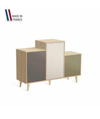 Meuble de rangement GRAND PODIUM - Chêne Clair - Cubanite - Porcelaine - Olive - 127,4x88,5cm