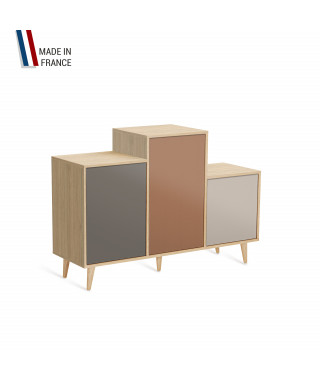 Meuble de rangement GRAND PODIUM - Chêne Clair - Cubanite - Terracotta - Cachemire - 127,4x88,5cm