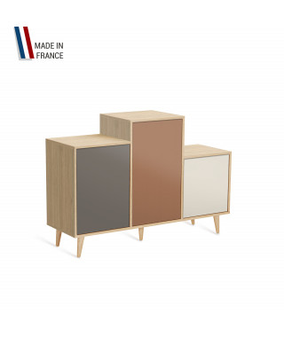 Meuble de rangement GRAND PODIUM - Chêne Clair - Cubanite - Terracotta - Porcelaine - 127,4x88,5cm