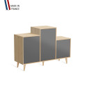 Meuble de rangement GRAND PODIUM - Chêne Clair - Gris - 127,4x88,5cm