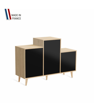 Meuble de rangement GRAND PODIUM - Chêne Clair - Noir - 127,4x88,5cm