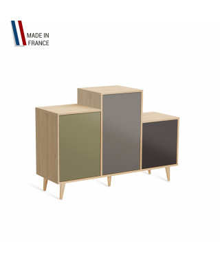 Meuble de rangement GRAND PODIUM - Chêne Clair - Olive - Cubanite - Graphite - 127,4x88,5cm