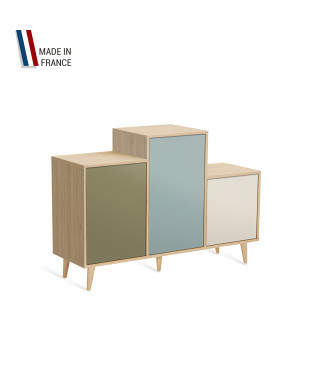 Meuble de rangement GRAND PODIUM - Chêne Clair - Olive - Curacao - Porcelaine - 127,4x88,5cm