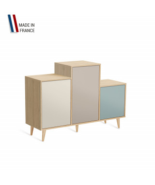 Meuble de rangement GRAND PODIUM - Chêne Clair - Porcelaine - Cachemire - Curaçao - 127,4x88,5cm