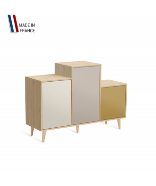 Meuble de rangement GRAND PODIUM - Chêne Clair - Porcelaine - Cachemire - Curry - 127,4x88,5cm