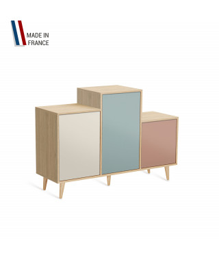 Meuble de rangement GRAND PODIUM - Chêne Clair - Porcelaine - Curacao - Abricot - 127,4x88,5cm